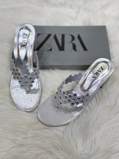 Z-R Block Heel Silver